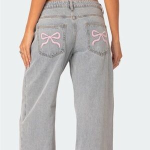 Edikted low rise bow pocket jeans 🎀